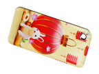 NFC key fob with a 3D cartoon white bunny and red Chinese lantern design on a beige background