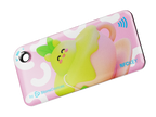 NFC key fob with a 3D pink cartoon tea cup and green icecream design on a light pink background 
