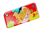 NFC key fob with 3D cartoon ramen bowl and chopsticks design on a red background with colorful circles