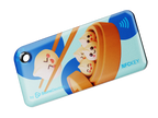 NFC key fob with 3D cute cartoon dumplings design on a light blue background with blue dots
