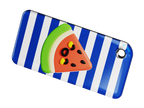 NFC keychain with 3D cartoon watermelon design and blue and white striped pattern