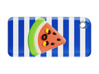 NFC key fob with 3D cartoon watermelon design and blue and white striped pattern
