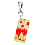 NFC key fob with a 3D cartoon white bunny and red Chinese lantern design on a beige background