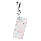 NFC keychain with 3D cute pink bunny character design on a light blue background