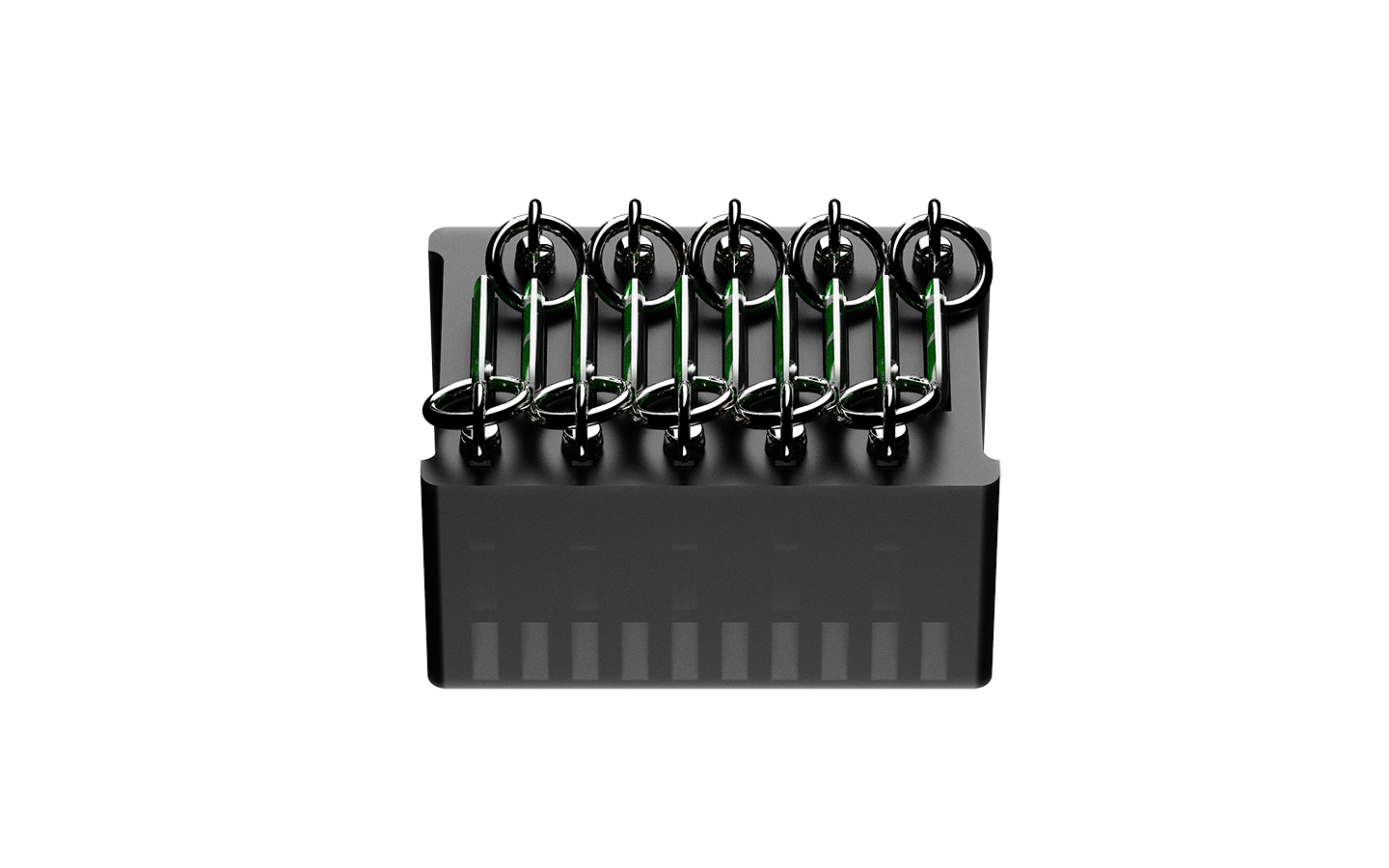 NFCKEY premium pack of 10 NFC key fobs with stainless steel accesories (top view)