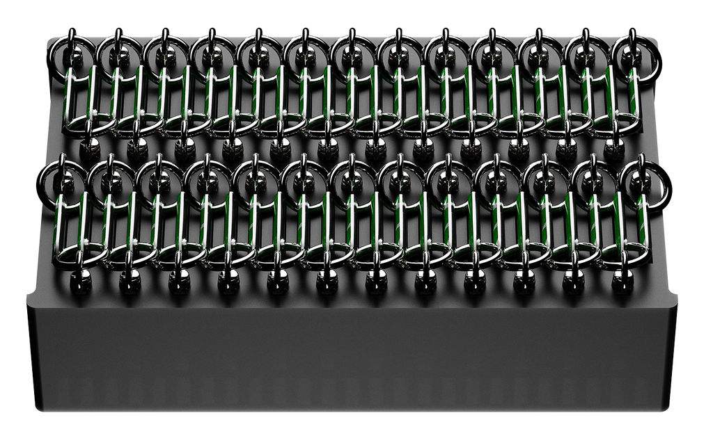 NFCKEY premium pack of 50 NFC keychains with stainless steel accesories (top view)