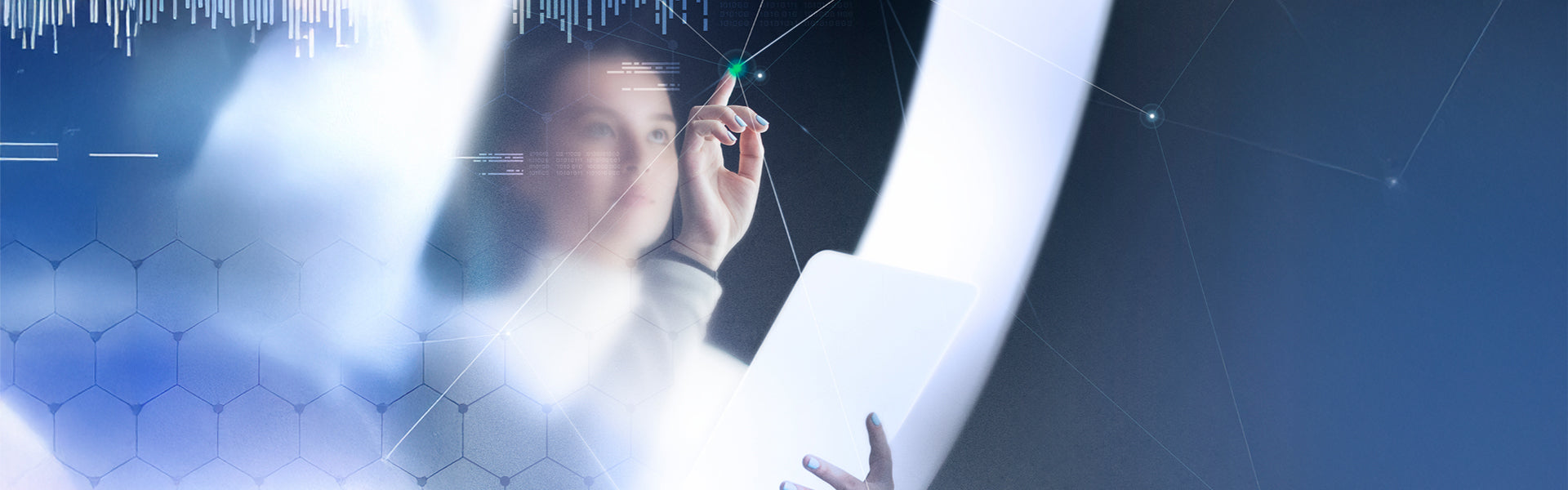 Person using a digital interface with futuristic design elements to define access control
