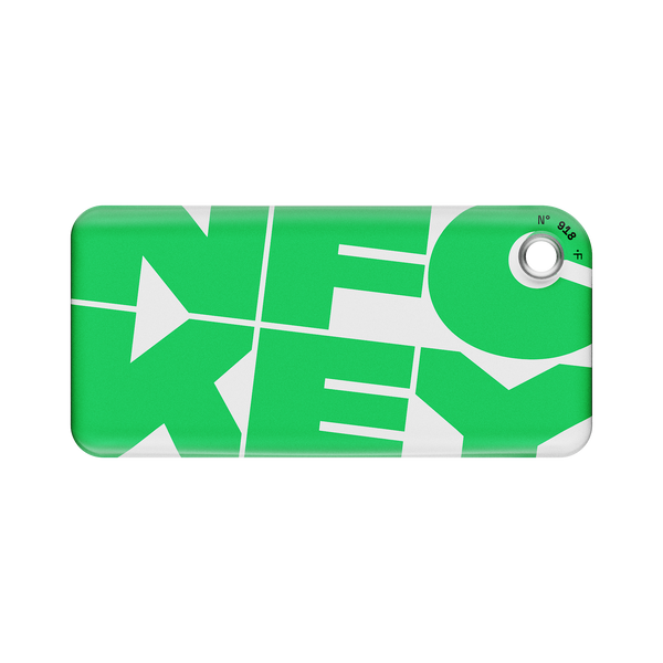 Custom NFC Keychain with green and white design